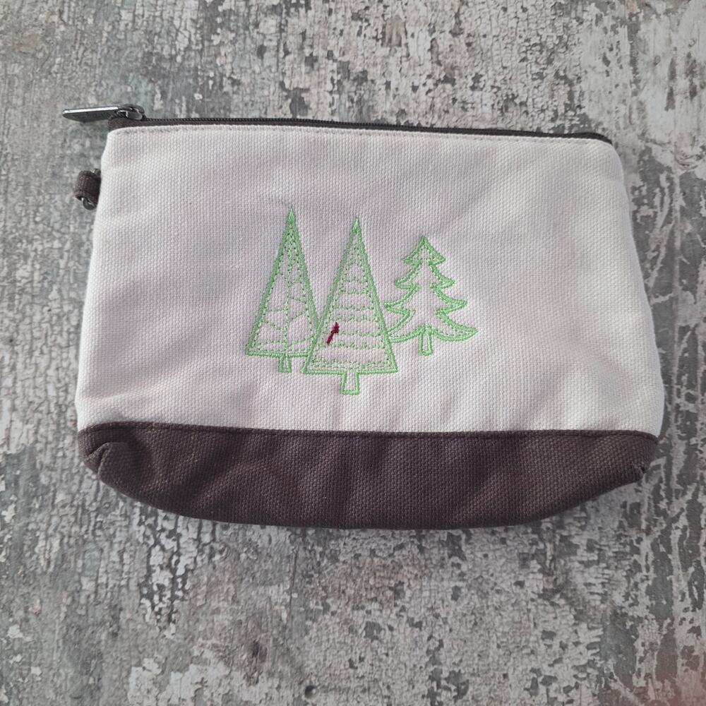 Thirty One Zipper Embroidered Zipper Pouch Christmas Trees